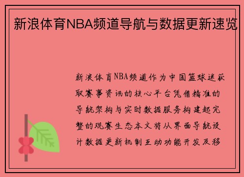 新浪体育NBA频道导航与数据更新速览